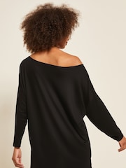 Friends Like These Black Soft Jersey Long Sleeve Slash Neck Tunic Top - Image 2 of 3