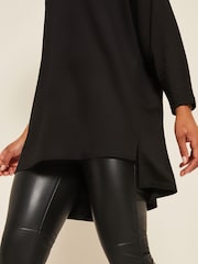 Friends Like These Black Soft Jersey Long Sleeve Slash Neck Tunic Top - Image 3 of 3