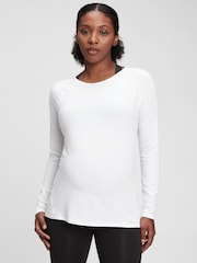 Gap White Maternity Breathable Long Sleeve Crew Neck T-Shirt - Image 1 of 2