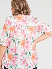 Taking Shape White Curve Cotton Gauze Floral Top - Image 5 of 5