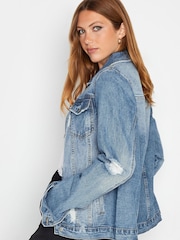 Blau - Long Tall Sally Denim-Jacke in Distressed-Optik - Bild 3 von 4
