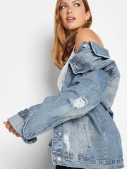 Blau - Long Tall Sally Denim-Jacke in Distressed-Optik - Bild 4 von 4