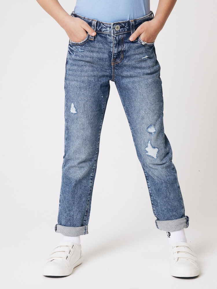 Lavado azul medio - Vaqueros estilo girlfriend desgastados de Gap (5-16años) - Imagen 2 de 9