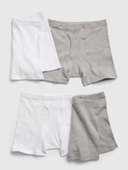 Gap Grey/White Kids Organic Cotton 4 Pack Boxer Briefs (4-13yrs) - Image 1 of 2