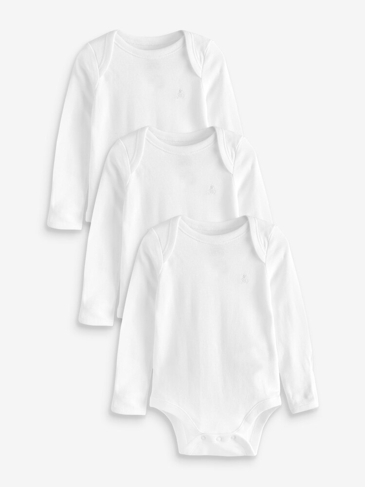Gap White 3 Pack Long Sleeve Baby Bodysuits - Image 1 of 2