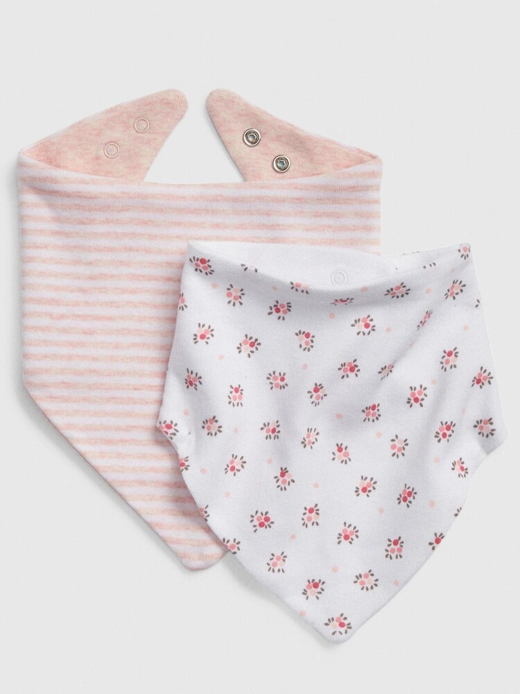 Gap White & Pink 2-Pack Bandanna Baby Bibs - Image 2 of 5