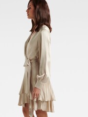 Forever New Gold Emerson Long Sleeve Satin Mini Dress - Image 3 of 5