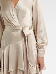 Forever New Gold Emerson Long Sleeve Satin Mini Dress - Image 5 of 5