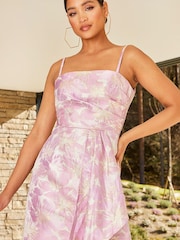 Chi Chi London Purple Floral Jacquard Bodycon Dress - Image 3 of 5