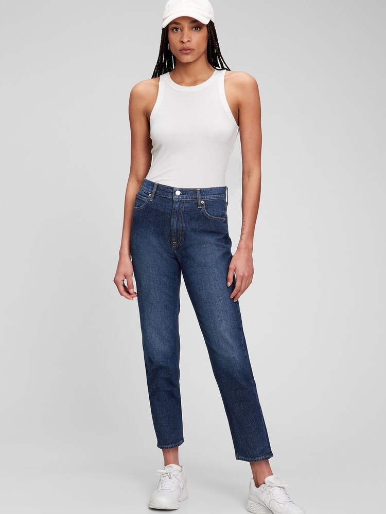 Gap Dark Wash Blue High Waisted Mom Jeans - Image 1 of 1