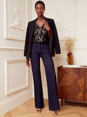 Love & Roses Black Metallic V Neck V Back Woven Vest - Image 4 of 4