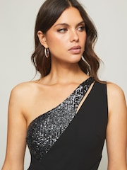 Lipsy Black One Shoulder Two Tone Jumpsuit - Image 4 of 4
