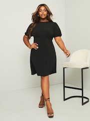 Lipsy Black Curve Jersey Underbust Puff Sleeve Mini Dress - Image 3 of 4