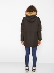 NOISY MAY Black Faux Fur Hooded Parka Coat - Image 2 of 4