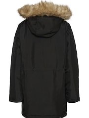 NOISY MAY Black Faux Fur Hooded Parka Coat - Image 4 of 4
