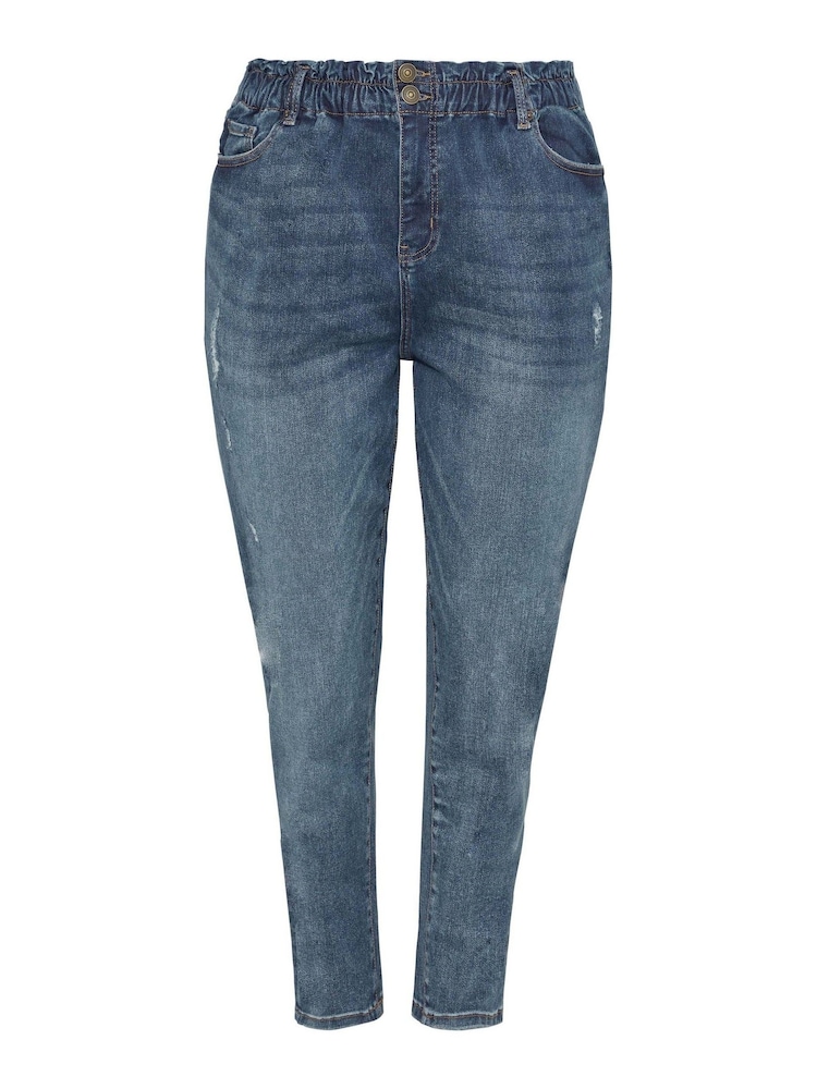 Yours Curve Blue Elasticated Mom Jean - Image 4 of 4