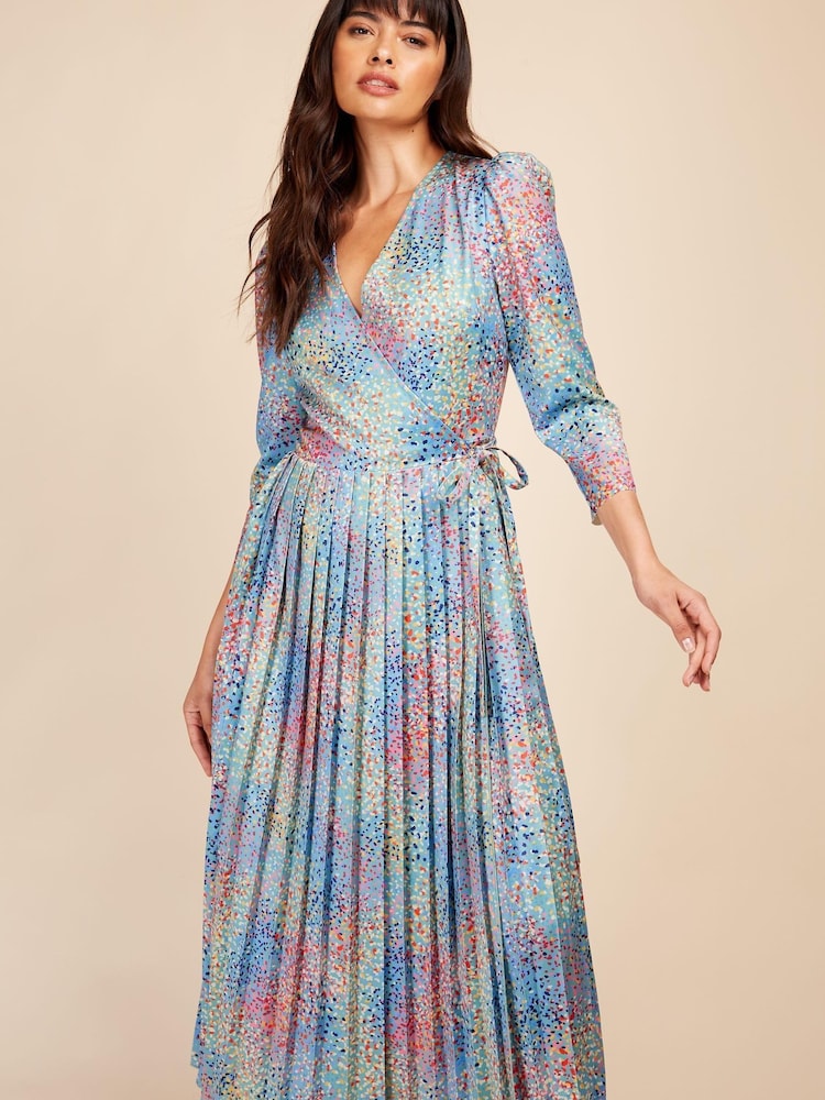 Little Mistress Blue Multi Spot Midaxi Dress - Image 2 of 4