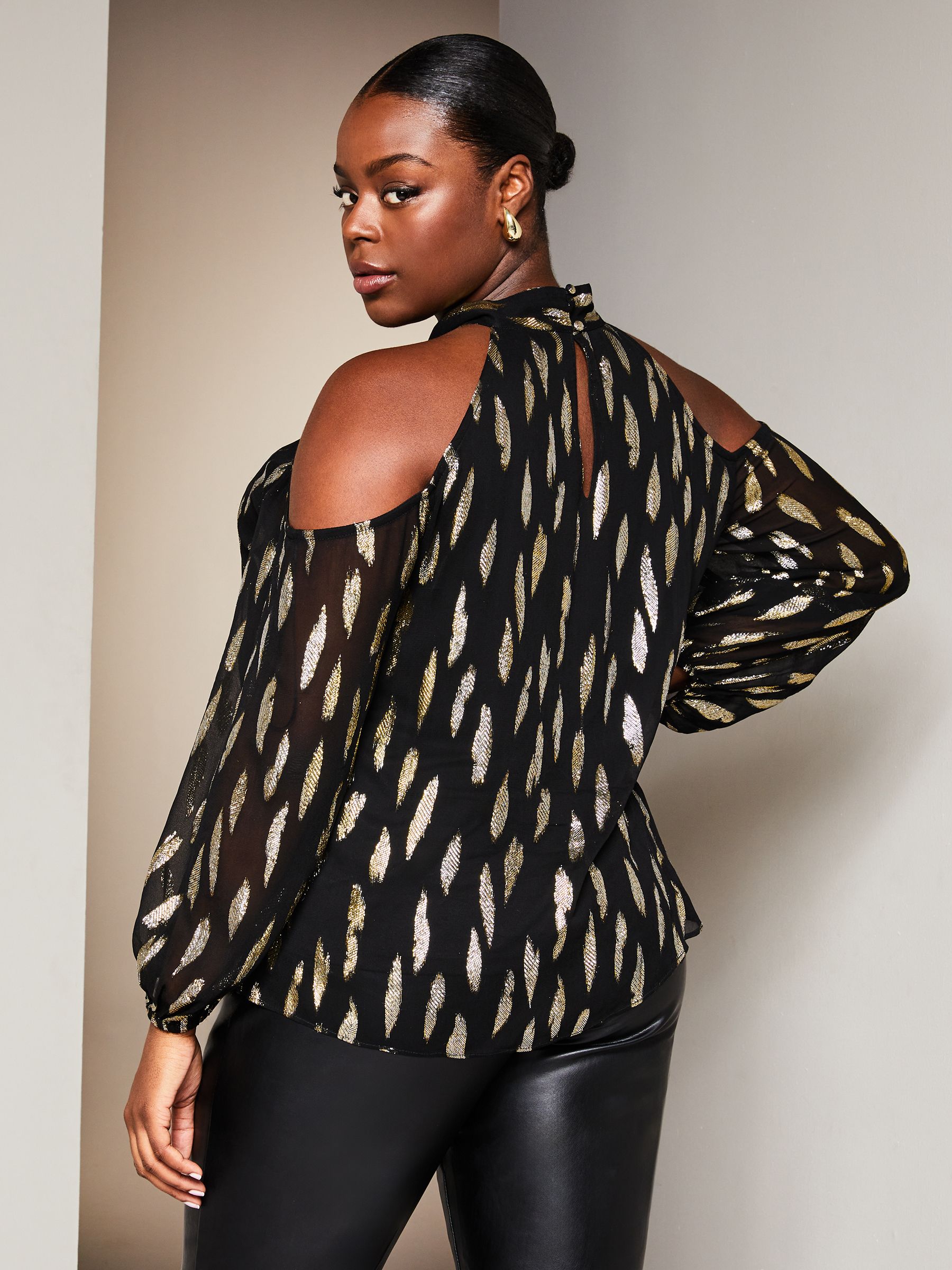 gold cold shoulder top
