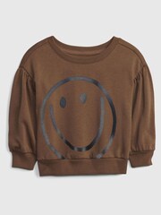 Gap Brown Puff Sleeve Crew Neck Sweatshirt - Image 1 of 1