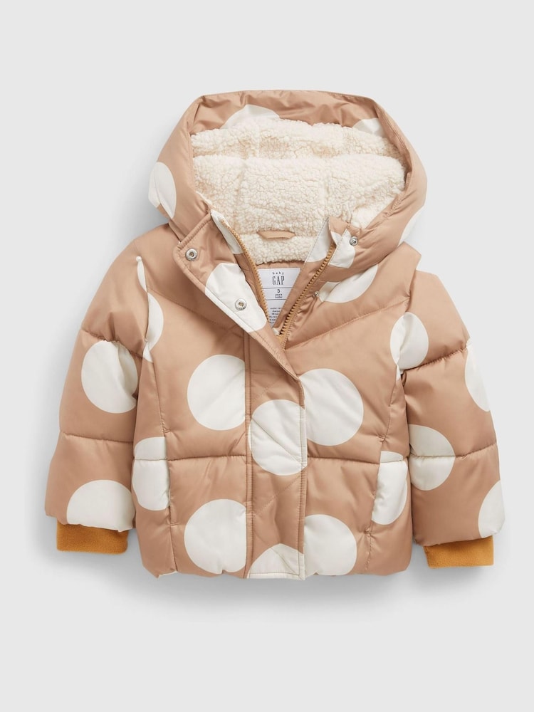 Gap Brown Water Resistant Sherpa Lined Recycled Puffer Jacket - Image 1 of 1