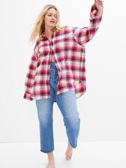 Gap Pink and White Long Sleeve Flannel Shirt - Image 1 of 5