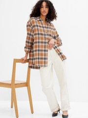 Gap Camel Brown Long Sleeve Flannel Shirt - Image 1 of 5