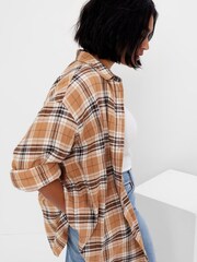 Gap Camel Brown Long Sleeve Flannel Shirt - Image 3 of 5