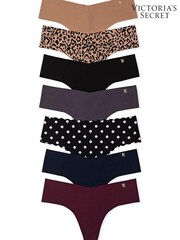 Victoria's Secret Black/Nude/Purple/Leopard Smooth No Show Knickers Multipack - Image 1 of 1