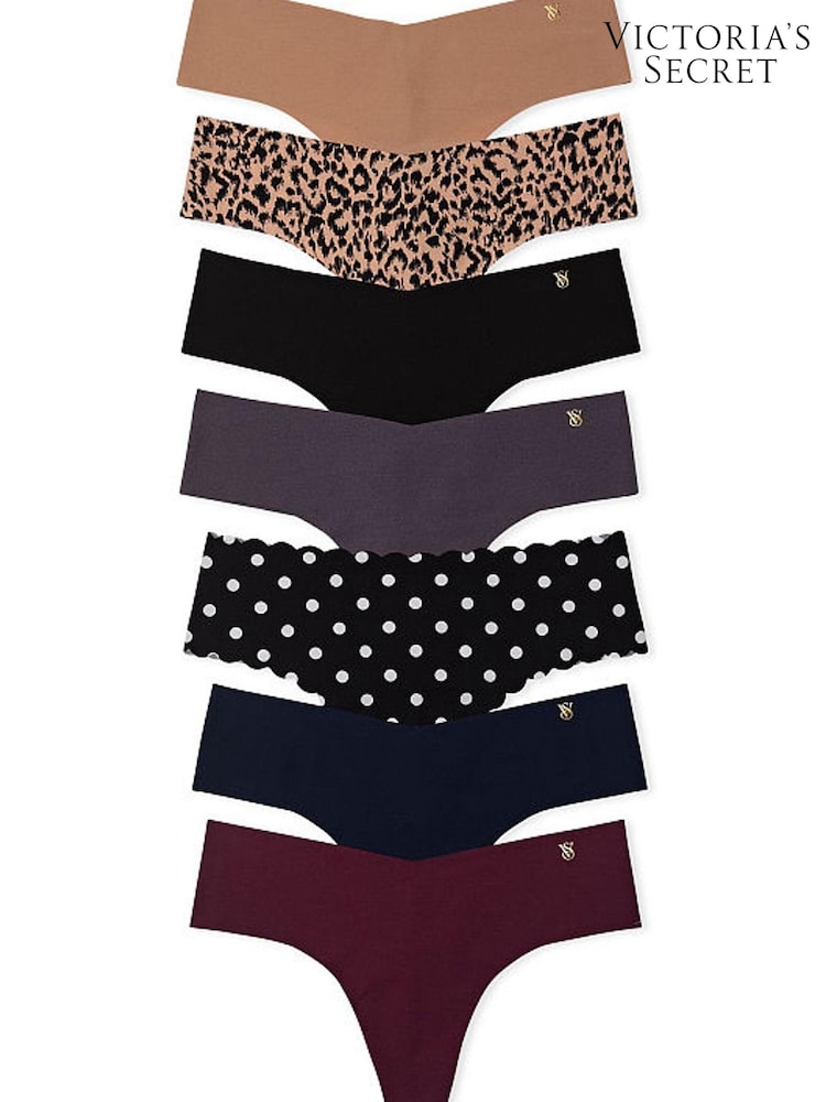 Victoria's Secret Black/Nude/Purple/Leopard Smooth No Show Knickers Multipack - Image 1 of 1