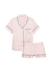Victoria's Secret Pink Iconic Stripe Satin Short Pyjama Set - Image 3 of 4