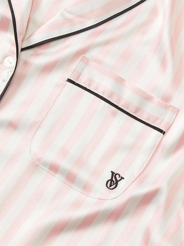 Victoria's Secret Pink Iconic Stripe Satin Short Pyjama Set - Image 4 of 4