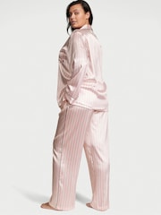 Victoria's Secret Pink Iconic Stripe Satin Long Pyjama Set - Image 2 of 3