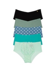 Victoria's Secret Black/Blue/Green Cheeky 5 Pack Knickers - Image 1 of 4