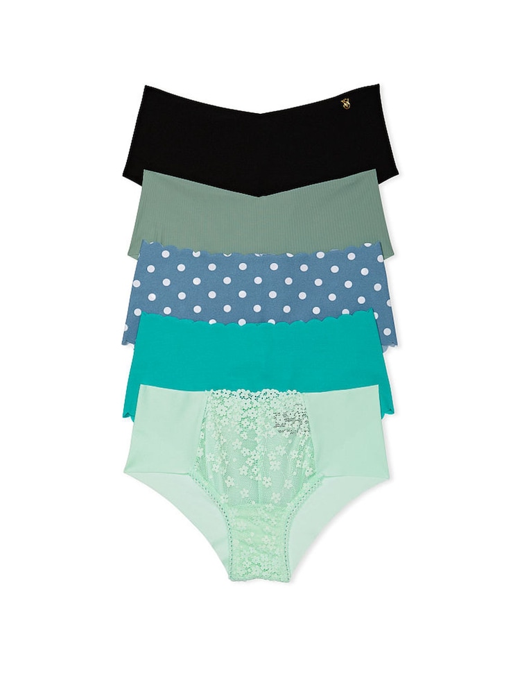 Victoria's Secret Black/Blue/Green Cheeky 5 Pack Knickers - Image 1 of 4