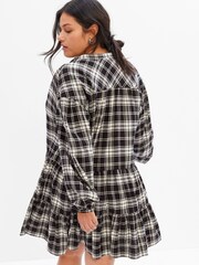 Gap Black Plaid Tiered Mini Dress - Image 2 of 5