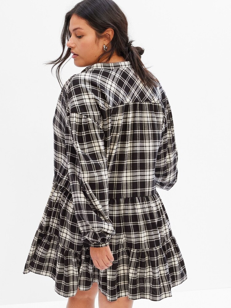Gap Black Plaid Tiered Mini Dress - Image 2 of 5