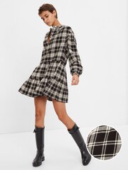 Gap Black Plaid Tiered Mini Dress - Image 3 of 5