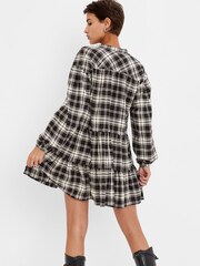 Gap Black Plaid Tiered Mini Dress - Image 4 of 5