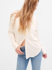 Gap Beige Satin Long Sleeve Shirt - Image 1 of 5