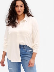 Gap Beige Satin Long Sleeve Shirt - Image 4 of 5