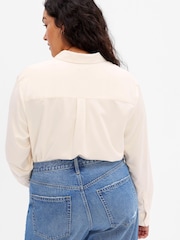 Gap Beige Satin Long Sleeve Shirt - Image 5 of 5