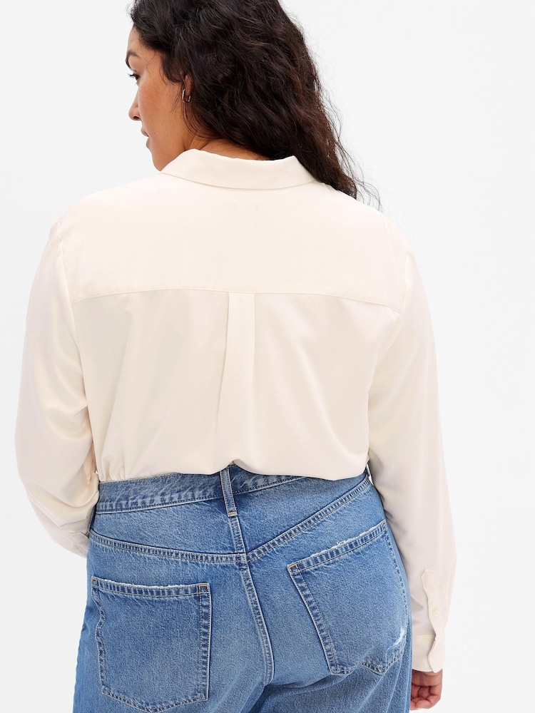 Gap Beige Satin Long Sleeve Shirt - Image 5 of 5