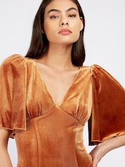 Little Mistress Copper Orange Velvet Maxi - Image 3 of 4