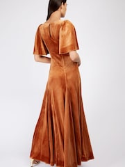 Little Mistress Copper Orange Velvet Maxi - Image 4 of 4
