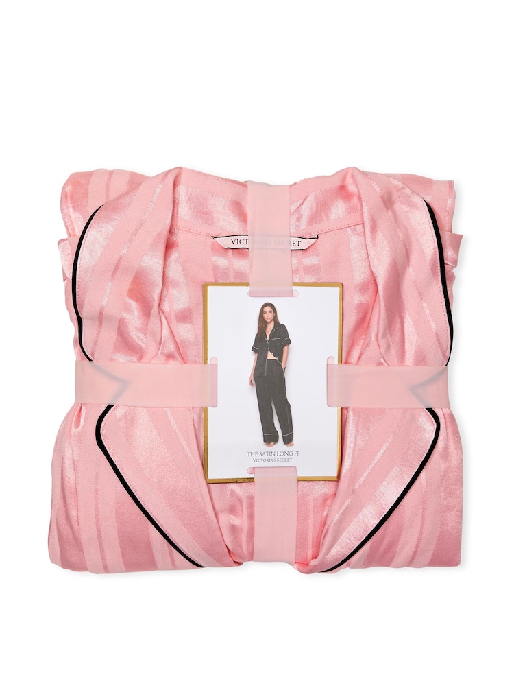 Victoria's Secret Pretty Blossom Pink Stripe Satin Long Pyjamas - Image 4 of 4 Victoria's Secret Pretty Blossom Pink Stripe Satin Long Pyjamas - Image 4 of 4