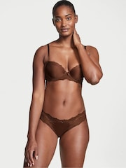 Victoria's Secret Dark Roast Brown Lace Trim Cheekini Knickers - Image 1 of 3