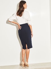 Lipsy Navy Blue Belted Tailored Midi Skirt - Image 3 of 4
