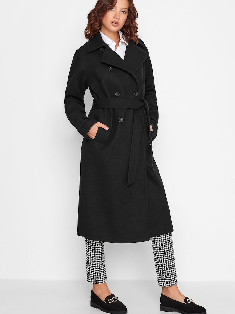 Long Tall Sally Black Double Breasted Winter Trench Coat - Image 1 of 4 Long Tall Sally Black Double Breasted Winter Trench Coat - Image 1 of 4