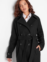 Long Tall Sally Black Double Breasted Winter Trench Coat - Image 4 of 4