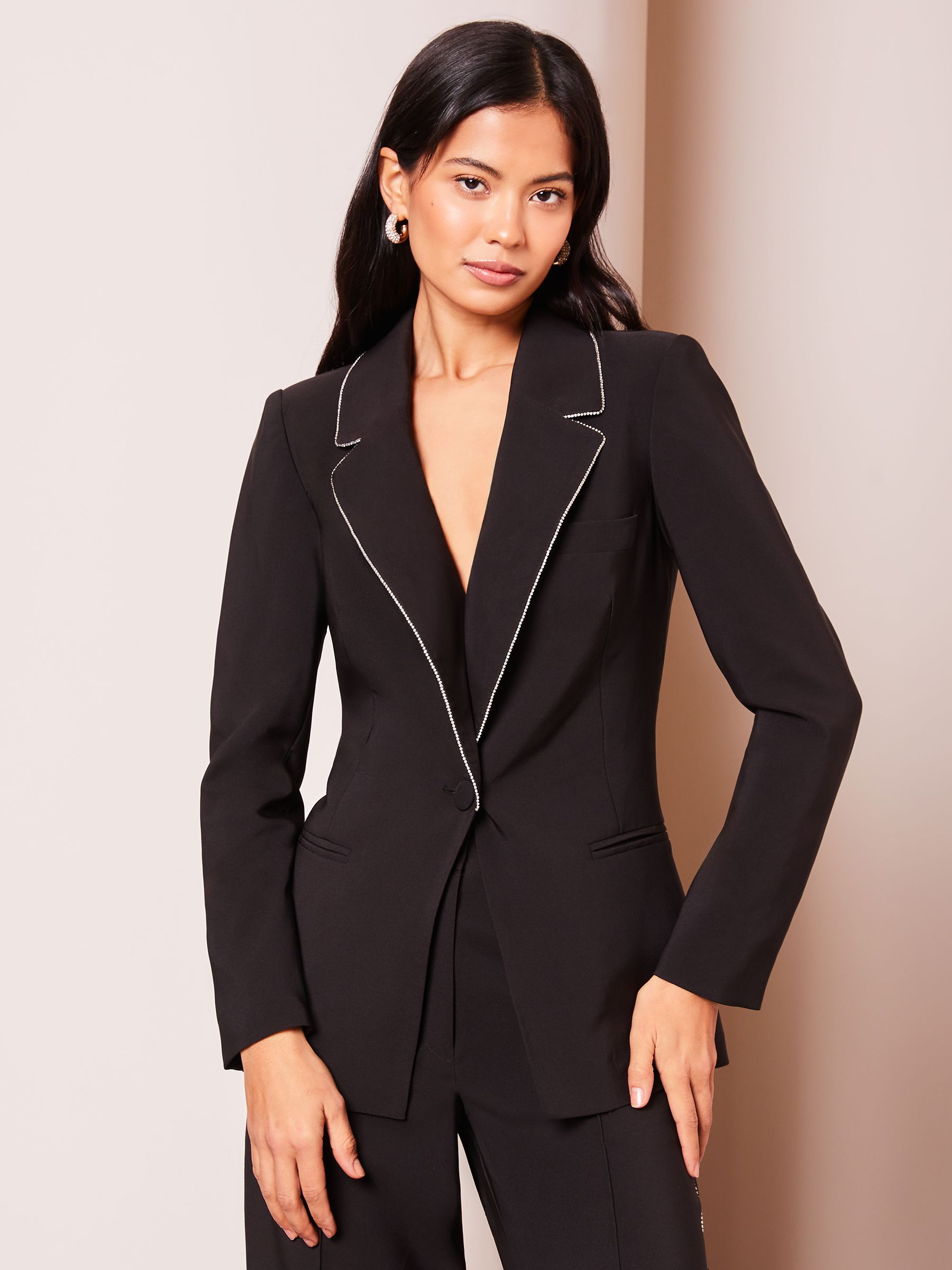 Buy Lipsy Black Rhinestone Tailored Single Breasted Blazer from Next Luxembourg